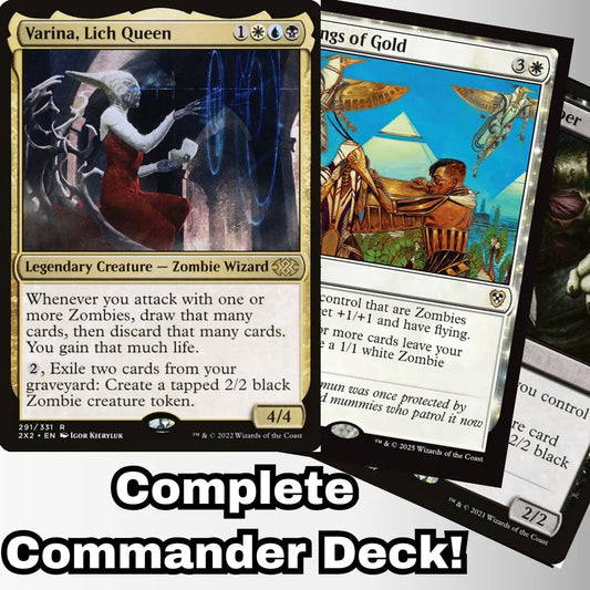 MTG Commander Deck EDH Deck Varina, Lich Queen 100 Magic Cards Custom Deck Zombies Zombie Deck Moonveil Games