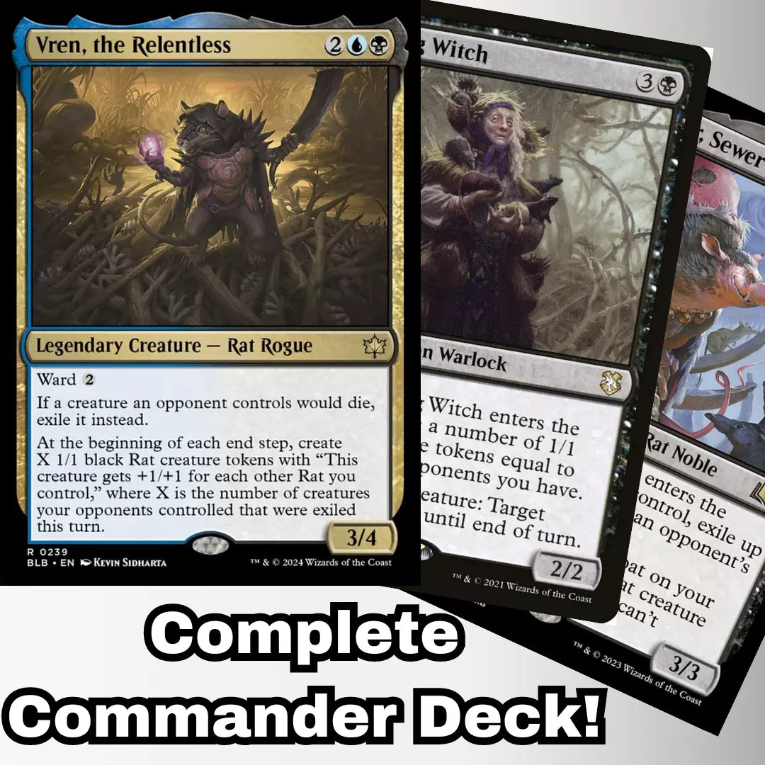 MTG Commander Deck EDH Deck Commander Vren, the Relentless 100 Magic Cards Custom Deck Rats Rat Deck Bloomburrow