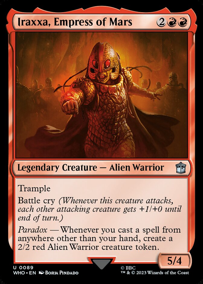MTG Commander Deck featuring Iraxxa, Empress of Mars; includes 100 cards for casual EDH play by Moonveil Games, emphasizing exile mechanics and Jeskai themes.